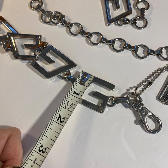 Ashley Stewart Silver-Tone Chain Belt With Geometric Detailing & Lobster Clasp C - Picture 5 of 6